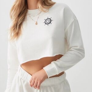 Ardene White Cropped Sweatshirt